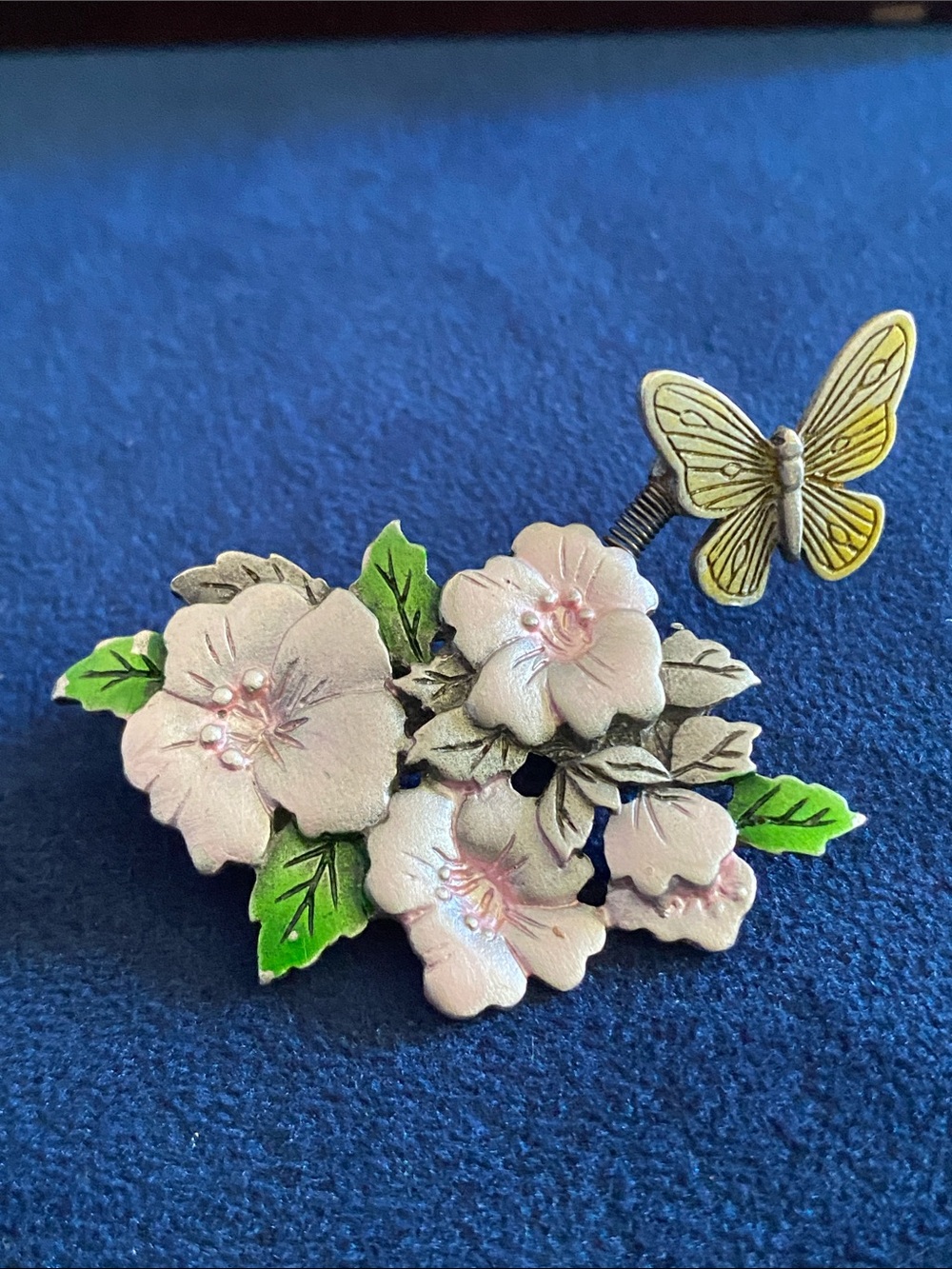 Spoontiques Pink Floral Butterfly Brooch Pin